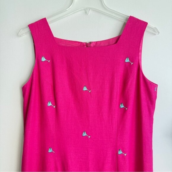 Lennie NY Square Neck Sleeveless Martini glass embroidered linen dress - Picture 2 of 7